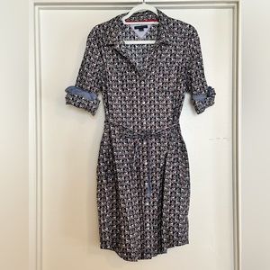 Tommy Hilfiger button front collared cotton dress with pockets and belt